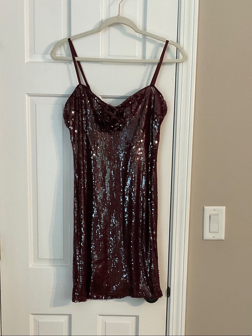 French Connection Burgundy Sequin Mini Dress